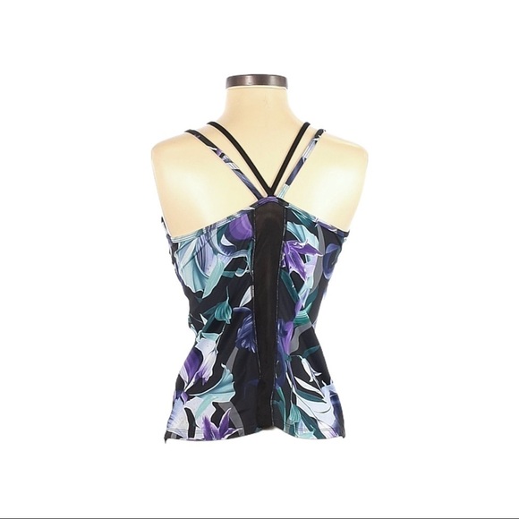 🌺 Balini Sports Mona V Back Floral Blue Active Tank Size XS NWT - Picture 3 of 10